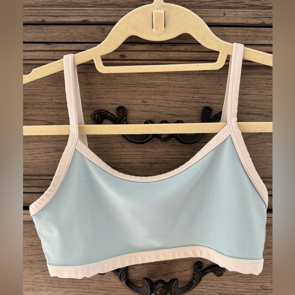 Bralette Warner's Light Blue White Nylon Spandex Spaghetti Str…